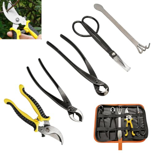 Juego De 6 Herramientas para BonsáI. Incluye Tijeras De Podar Tijeras para Hojas Herramienta CóNcava Rastrillo para BonsáI Y Bolsa De Transporte Herramientas De JardineríA para El Cuidado De BonsáIs