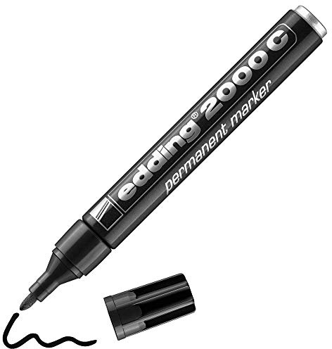 edding 2000 C märkpenna – svart – 1 penna – rund spets 1,5–3 mm – snabbtorkande permanenta markörer – vattentät, fläcksäker – för kartong, plast, trä, metall, tyg – markörpenna