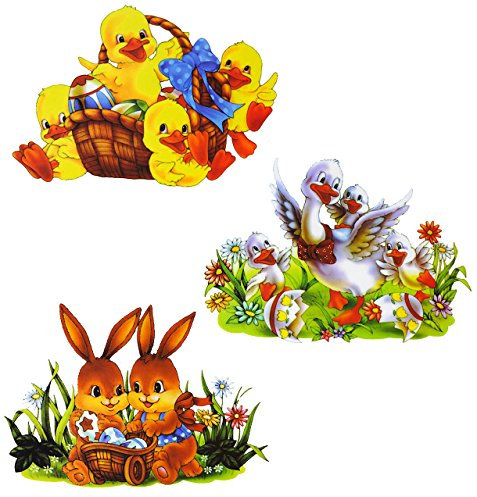 alles-meine.de GmbH 2 Bögen: Fensterbilder - Ostern Frühling - Hasen Küken Osterhasen Enten Osterei - statisch haftend - Sticker Fenstersticker/z.B. für Fenster und Spiegel - A..