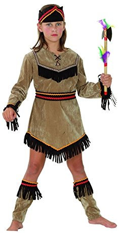p'tit clown - 81146 - Luxuriöses Kinderkostüm Indianerin - Native American Girl Suit - Kostüm für Karneval, Feste und Themenveranstaltungen, Halloween, Kostümpartys, Geburtstage - Größe 10/12 Jahre