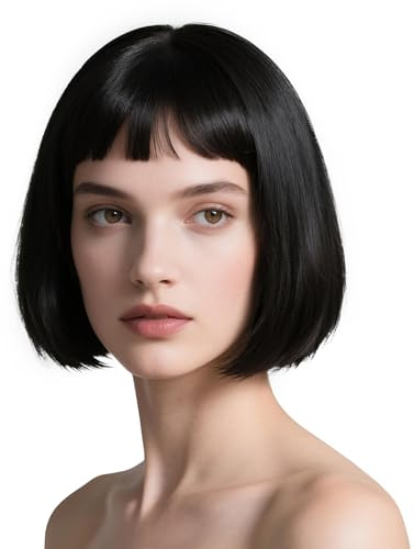 Onedor 26cm Short Straight Hair Flapper Cosplay Bob Wig for Women - Multiple Color Options (Black)