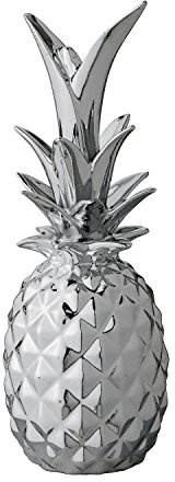 BLOOMINGVILLE Piña Decorativa Home Decor - Figura de Frutas Ø 9 x H 24 cm, Color Plata, Cerámica