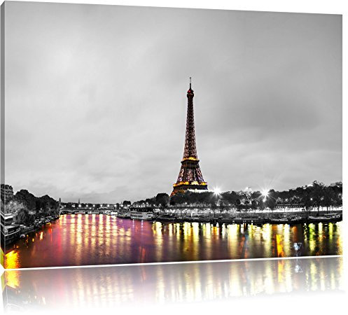 Tour Eiffel à Paris Impressionnant noir / blanc Taille: 120x80 sur toile, XXL énormes Photos complètement encadrée avec civière, impression d'art sur murale avec cadre, moins cher que la peinture ou une peinture à l'huile, pas une affiche ou une bannière,