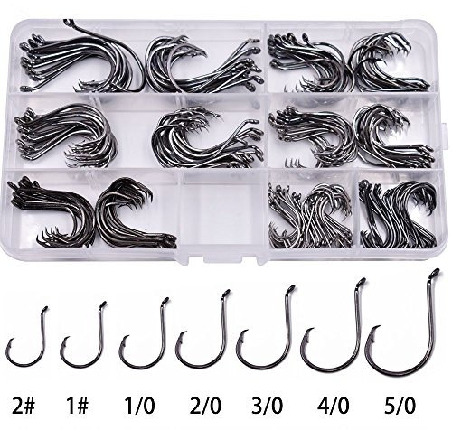 Phad Fishing 175PCS Größe 2 # ~ 5/0 Octopus Circle Angeln Haken aus High Carbon Stahl Angelhaken Set in Salzwasser oder Süßwasser, 175pcs Circle Hooks Set