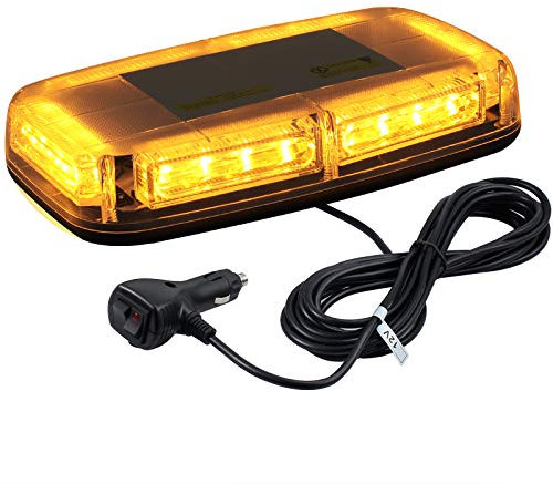 PROZOR 24-LED Magnetic Beacon Light Bar - 7 Flash Modes, IP65 Waterproof Amber Emergency Beacon with Dual Switches & 5m/16.4ft Cable for Cars, Trucks, SUVs, Boats