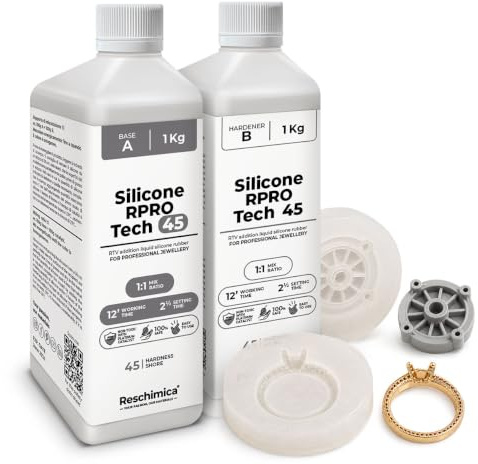 Reschimica Silikon Kautschuk durchscheinend weich 1:1 R PRO TECH 45, abformsilikon, dubliersilikon, abdruckmasse, Silikon zur Silikonform Herstellung,Silikon für DIY Harzformen, hitzebeständig (2 kg)