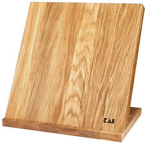 KAI magnetischer Messerblock zum Aufstellen aus Eiche - Premium Holz - Platz für 4 Messer - Abmessung 26 x 17 x 25,3 cm - Magnethalter Messerbrett, Braun