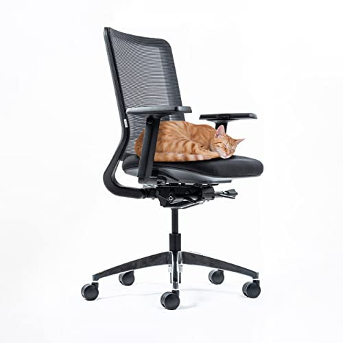 Yaasa Chair Classic Bürostuhl Ergonomisch Schwarz – Verstellbarer Schreibtischstuhl mit Lordosenstütze & 3D-Armlehnen – Drehstuhl für gesundes Sitzen im Home Office & Büro – Modernes Design, 130kg