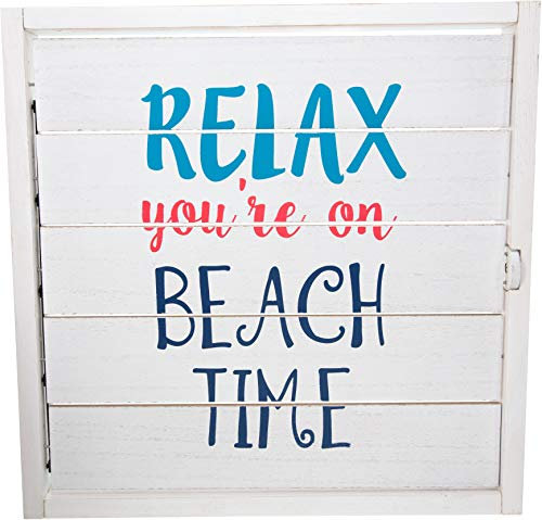 Pavilion Gift Company Relax Time-14.5 Star Double Sided Shutter Plaque Beach Decor, Blue