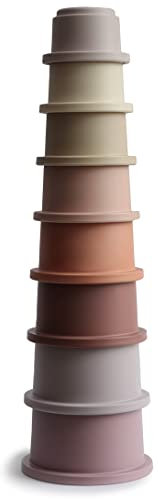 mushie Stapelbecher Spielzeug | Stapelturm mit 8 bechers | Für Babys und Kinder | Hergestellt in Dänemark | BPA FREI (Petal)