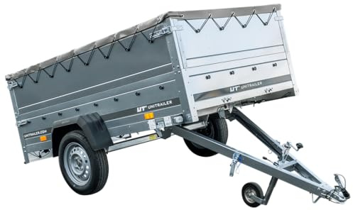 UNITRAILER Faltbarer Anhänger Garden Trailer 230 Kipp mit zusätzlichen Bordwänden, Stützrad und Flachplane