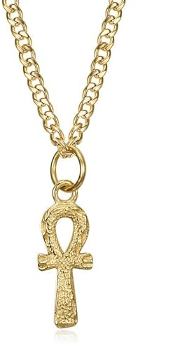 BOBIJOO JEWELRY Halskette mit kleinem Anhänger, Damen, Kind, Lebenskreuz, Ankh, Ägypten, Edelstahl, vergoldete Kette, Edelstahl