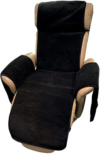 Alpenwolle Sesselschoner Relaxsessel Anti Rutsch schwarz/anthrazit mit Taschen 100% Wolle Kaschmiranteil