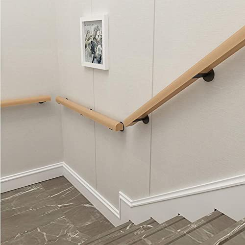 ZXFDM Corrimano in Legno per Scale, mancorrenti a Parete Antiscivolo con staffe Metalliche, decori per corridoi di Ville coloniche (Color : 01, Size : 0.6m/2ft)