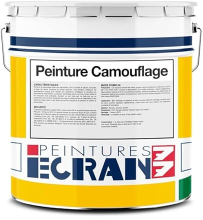 Peinture camouflage professionnelle, vert, finition mate pour palombière, cabane, abri de jardin, abri de chasse ECRAN77 3.5 Kg