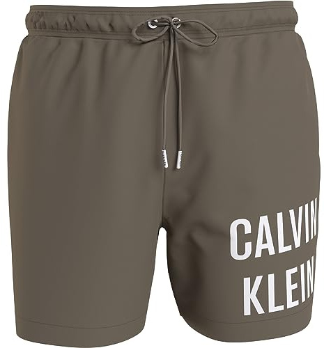 Calvin Klein Hombre Bañador Medium Drawstring Largo, Marrón (Nettle), M