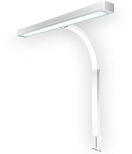 Neatfi (Nouveau modèle) Lampe de bureau LED moderne avec pince, 3 000 lumens, 3000K-6500K, intensité variable, 5 niveaux de luminosité et modes d'éclairage (80 CM, Blanc)