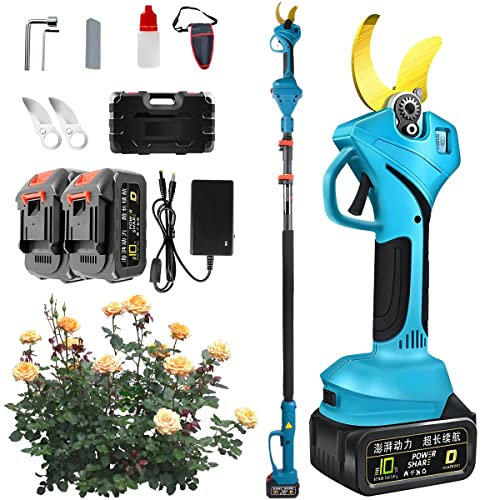 Forbici Potatura Elettriche, Forbice Potatura A Batteria Con Asta Telescopica, Diametro Di Taglio 40 Mm, Batteria Al Litio Ricaricabile 2 Pezzi, Cesoie Elettriche Per Potatura Per Giardinaggio
