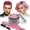 4.23 oz Rosa - Tinte capilar temporal con cepillo. Cera colorante para hombres y mujeres, crema instantánea de fácil aplicación. Ideal para looks creativos, Halloween o cosplay. ¡Sin dañar el cabello