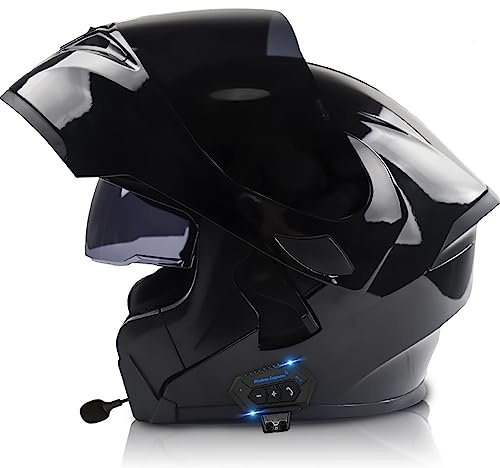 Casque Moto Modulable Bluetooth,ECE Homologué Casques Intégral Flip-Up Modulables Homme et Femme,Adulte Casques Intégraux Motocross avec Anti-buée Double Visière 3XL 55~66cm