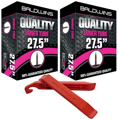 Baldwins Fahrradschlauch, 27,5 Zoll (69,8 cm) x 5,6 cm bis 2,40 Zoll (passend für alle 2,20, 2,25, 2,30, 2,35, 2,40 Reifen) Presta/Französisches Ventil und Baldy Reifenheber (2 Stück)