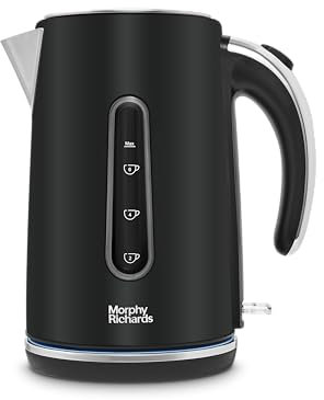 Morphy Richards 1.7L Motive Jug Kettle 3Kw Rapid Boil, Automatic Shut-off, Boil Dry Protection, 360 Degree Base, Blue Illumination On/Off Switch,Black,102801.