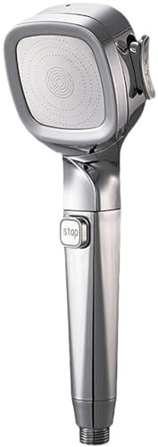 Hagmoo 4 Modes Shower Head with Pause Built in Cartridge, Handheld Pressurized Water Saving Showerhead Built for Power Shower Head to Increase Water Pressure (Silver)