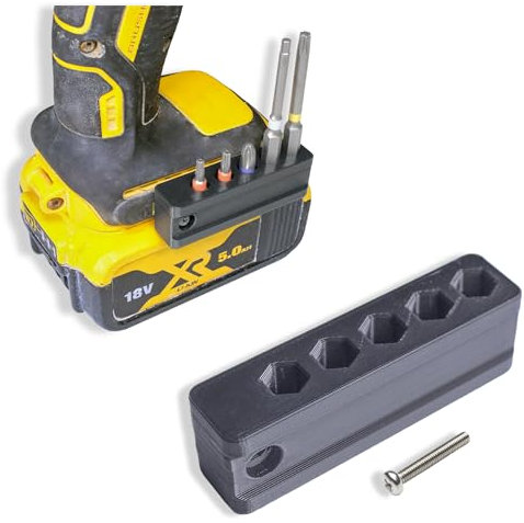 Decoralin Magnetic Bit Holder for Dewalt 18V XR Impact Driver and Combi Drills - Holds 5 Bits - Black