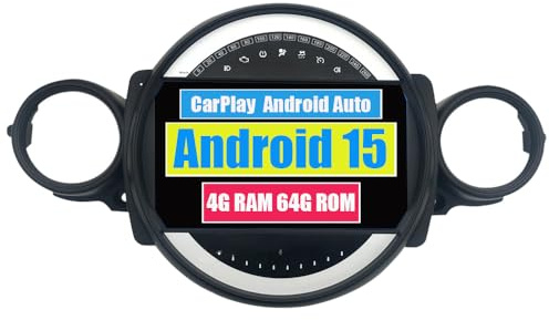 RoverOne Unidad principal estéreo CarPlay para BMW Mini Cooper R56 R60 2007-2014 Android Auto pantalla táctil Sat Navi Bluetooth WiFi Radio Player (modelo A)