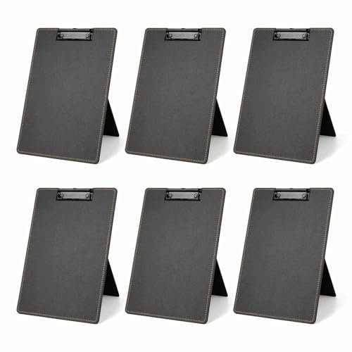 Rodarola Schreibtisch-Dokumentenhalter zum Tippen von Klemmbrett, Papierhalter für den Schreibtisch beim Tippen Kopierhalter, faltbarer Ständer, Klemmbrett, 22,9 x 33 cm (Schwarz, 6 Stück)