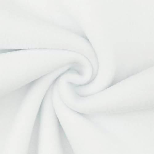 Polarfleece Stoff Antipilling zum Nähen, Polar-Fleece-Stoff als Meterware, uni weiß (Länge am Stück: ab 100cm / Breite: 150cm)