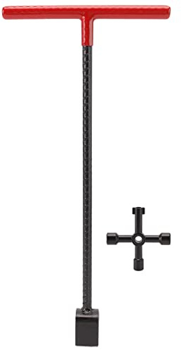 Tissting Chiave per contatore dell'acqua, Chiave a croce in acciaio con impugnatura a T per arresto dell'acqua, 16 pollici per valvole di intercettazione e contatori, manutenzione idrica domestica