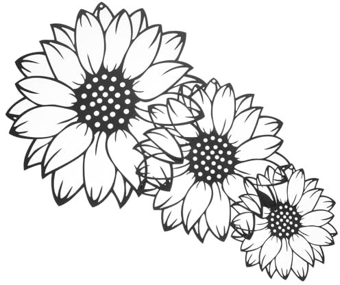 Cabilock 3stücke Metall Wand Dekoration Blumen Wandornament Gartenkunst Skulptur Für Innen Und Außen Esszimmer Wohnzimmer Schlafzimmer Büro