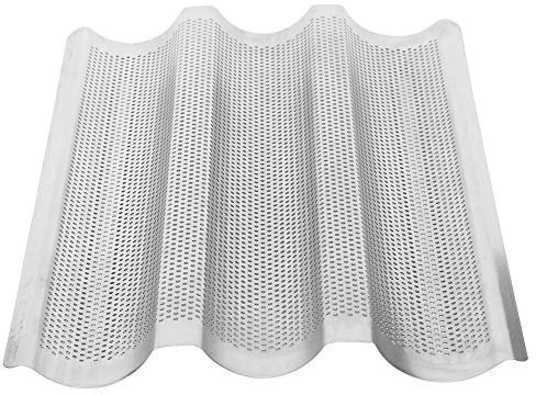 Aoveew Baguette Form Premium French Bread Baking Pan, 3 Slot Design for Easy DeForming, High Heat Transfer Efficiency, 430 Stainless Steel, Optimal for Home Baking