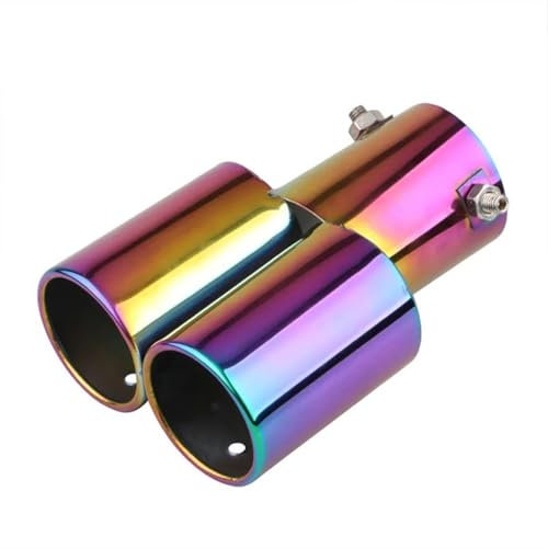 DZSLLOOI Auspuffblenden 1 STÜCKE 2,5 Einlass Auspuff Schalldämpfer Spitze Edelstahl Hinten Schwanz Kehle Liner Für Die Meisten Autos Endrohrblenden Blende(Neonchrome Straight)