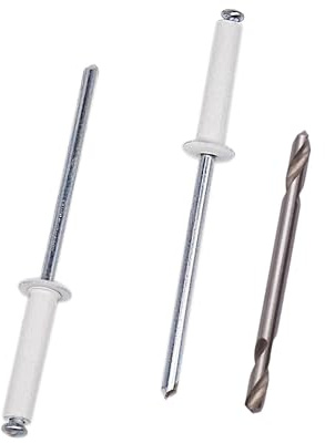 SKIR'CO (200 Stück) Lackierte Blindnieten 3,2 x 16 mm Aluminium Blindnieten DIN 7337 Stahldorn Popnieten inklusive Bohrer (Reinweiß RAL 9010)