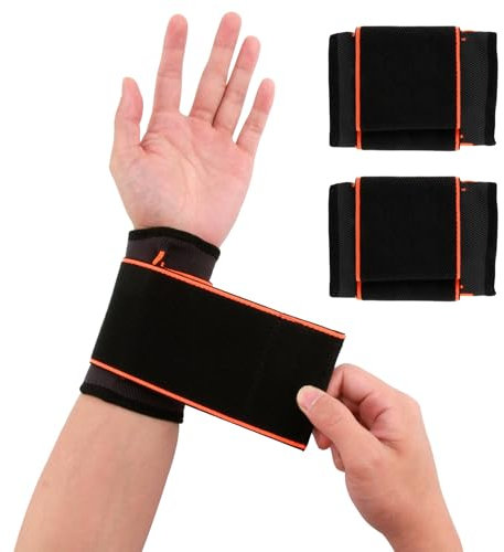 JRILUO 2 Pezzi Polsiera per Tendinite Polso Elastica, Fascia Regolabile Polsino di Sport Supporto per Polso, Dolore Articolare, Compressione per Tennis, Sollevamento Pesi, Fitness, Supporto Elastico