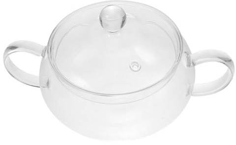 1Pieza Olla de Vidrio para Cocinar y Servir Alimentos para Microondas y Estufas para Fideos y Diseño Simple y Duradero