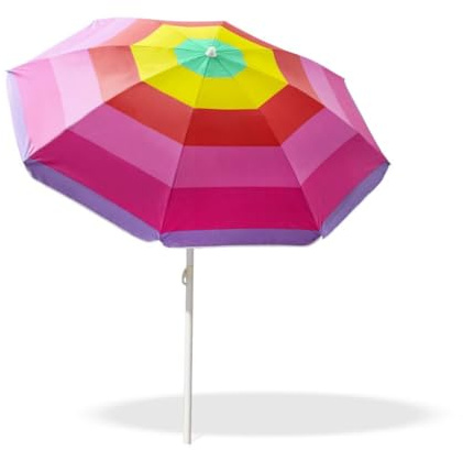 SelectTraders 1.9m Summer Beach Parasol with Extendable Height & Tilt Adjustment, UV Protection, Vibrant colorful parasol Design