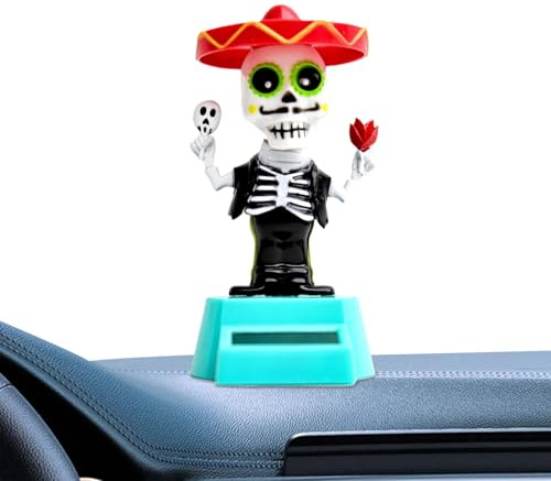 Figuras de Baile Solar, de Ventana de Esqueleto, oscilantes para Coche, muñeca moviéndose con Capucha y Calavera con energía Solar, decoración Interior para salpicadero