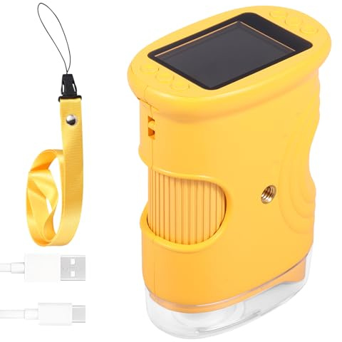 Kid Microscope 1000X Children Microscope with 2 Inch IPS Screen Handheld Digital Microscopes for Kids Rechargeable Educational Science Kit Toys Best Birthday Present for 4-12 Year Old Boy Girl