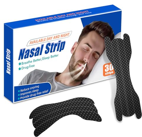 Bandelettes Nasales,Améliore la Respiration et Réduit le Ronflement, Tenue Forte, Confortable et Hypoallergénique, Taille Universelle, 30 Pcs, Idéales Sommeil,Sport,Rhume (Noir)