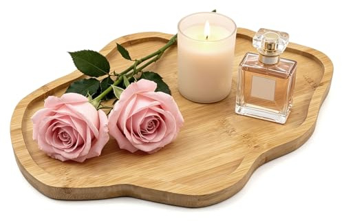 Wood Decorative Serving Tray - Coffee Table Tray for Candles Perfume, Bathroom Counter Tray, Cloud Jewelry Trinket Dish for Ring Dish Keys for Mother's Day/Christmas/Thanksgiving/Birthday Gift