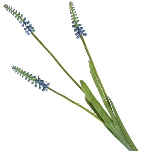 ZWEquipint Flores artificiales de jacinto azul y morado, ramo de jacinto de uva falsa realista de 43 cm con hojas para decoración del hogar, centros de mesa de boda, accesorios de fotografía (azul)
