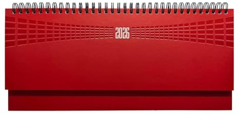 Hope planning settimanale da tavolo 2026 agenda da tavolo 30x15cm planning da scrivania 128 pagine multilingue.IT - GB- FR- DE - ES - PT planning 2026 (Rosso)