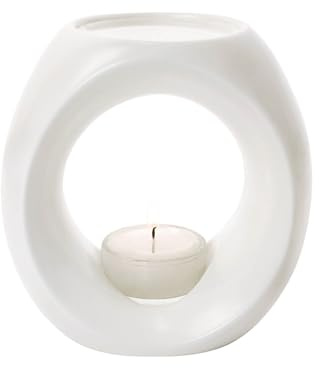 PRIMAVERA Aroma Duftlampe Cremeweiß matt - Aromadiffuser, Duftkerze, Raumduft - Keramik, handgefertigt - für ätherische Öle und Duftmischungen - Aromatherapie