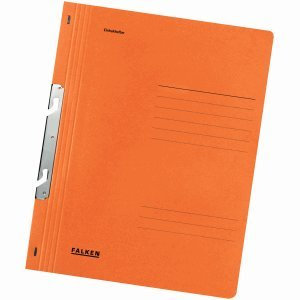 Falken 50 x Einhakhefter A4 Manila-RC-Karton 250g/qm 1/1 Vorderdeckel Amtsheftung orange