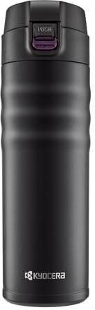 Kyocera MB-17F BK Flip Top Ceramic Coated Travel Mug, Stainless Steel, Black, 500ml