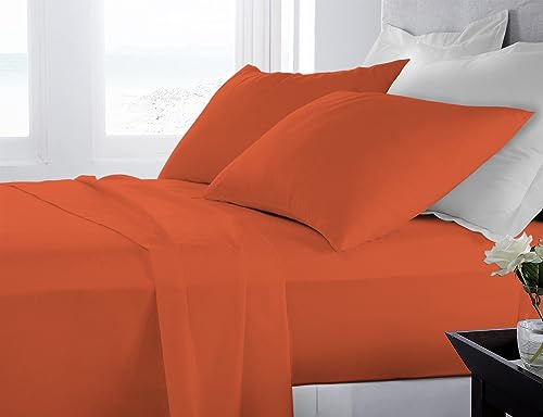 Banzaii Completo Lenzuola Matrimoniale 100% Puro Cotone Alta qualità Made in Italy (per materassi 160/170 cm, altezza fino a 30 cm) Arancio