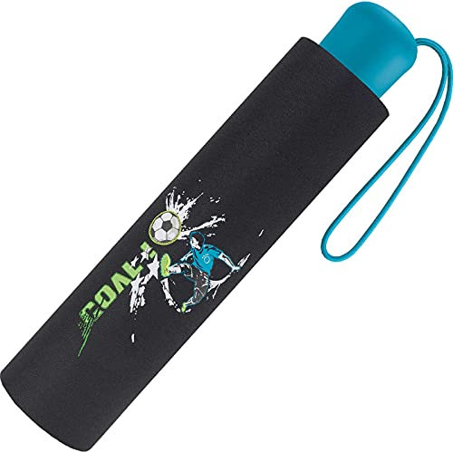 Scout Kinder Regenschirm Taschenschirm Schultaschenschirm mit Reflektorstreifen extra leicht Fußball Goal
